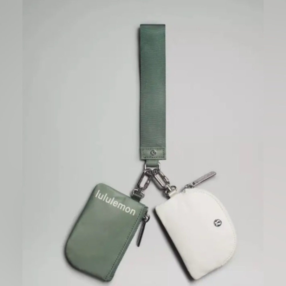 Lululemon Dual Pouch Wristlet Grey Sage White Opal